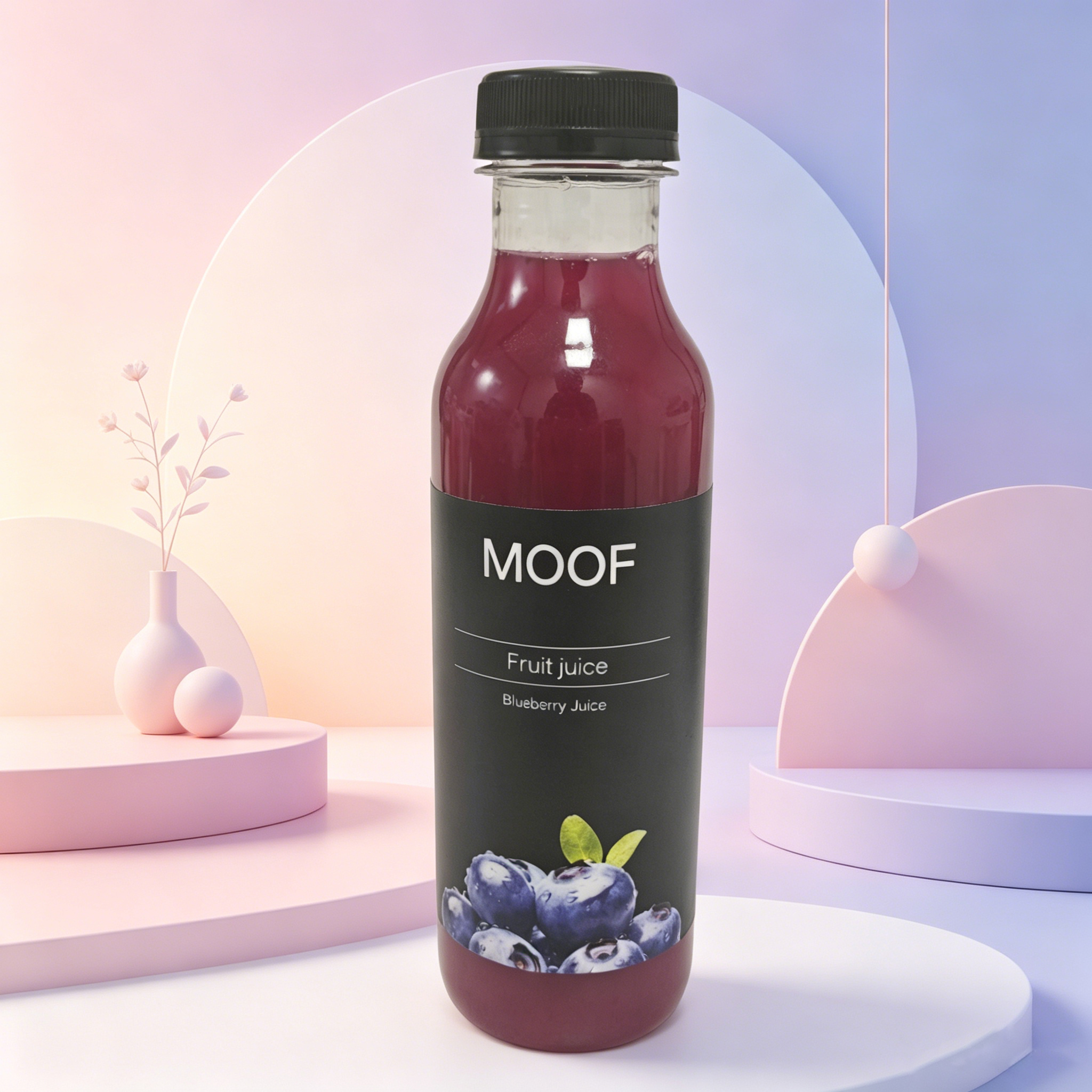 MOOF Blueberry Fruit juice, Ready to Drink Concentrated Blueberry Beverage, Portable Plastic Bottle