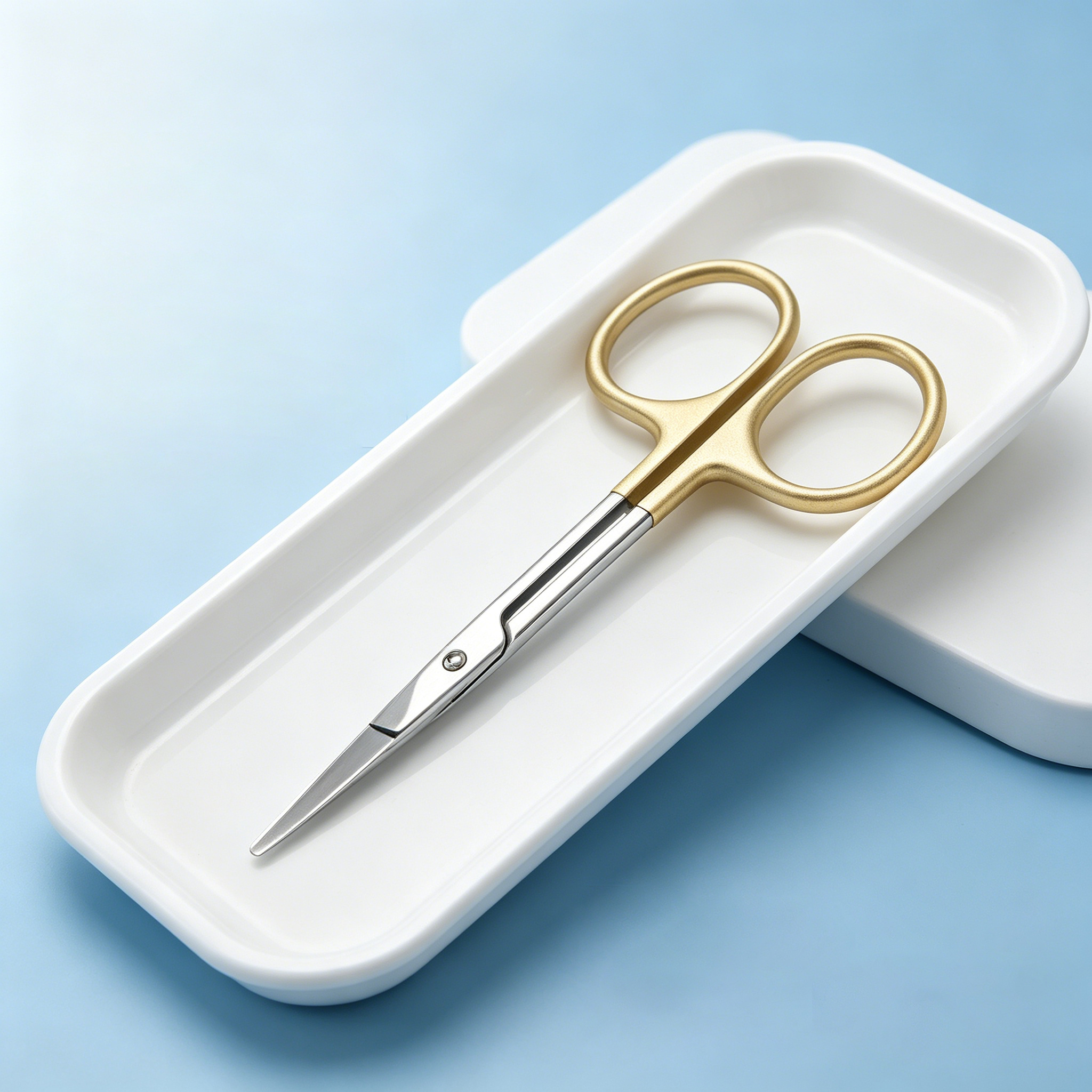 MOOF Straight Tip Surgical Scissors, Gold Handle Stainless Steel Precision Cutting Shears, Multi-Purpose Medical Grooming Dissecting Scissors with Protective Tip Cover