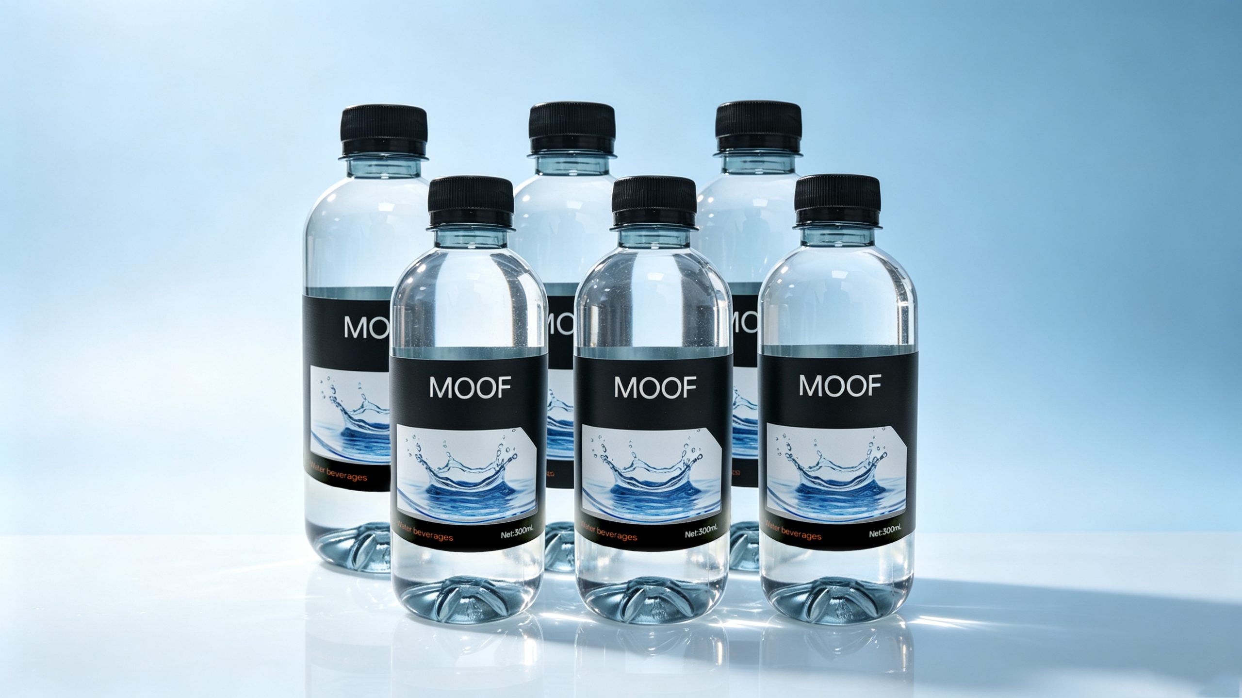 MOOF Pure Drinking Water Beverage, Portable Daily Hydration Clear Water Bottle, 6 Bottle